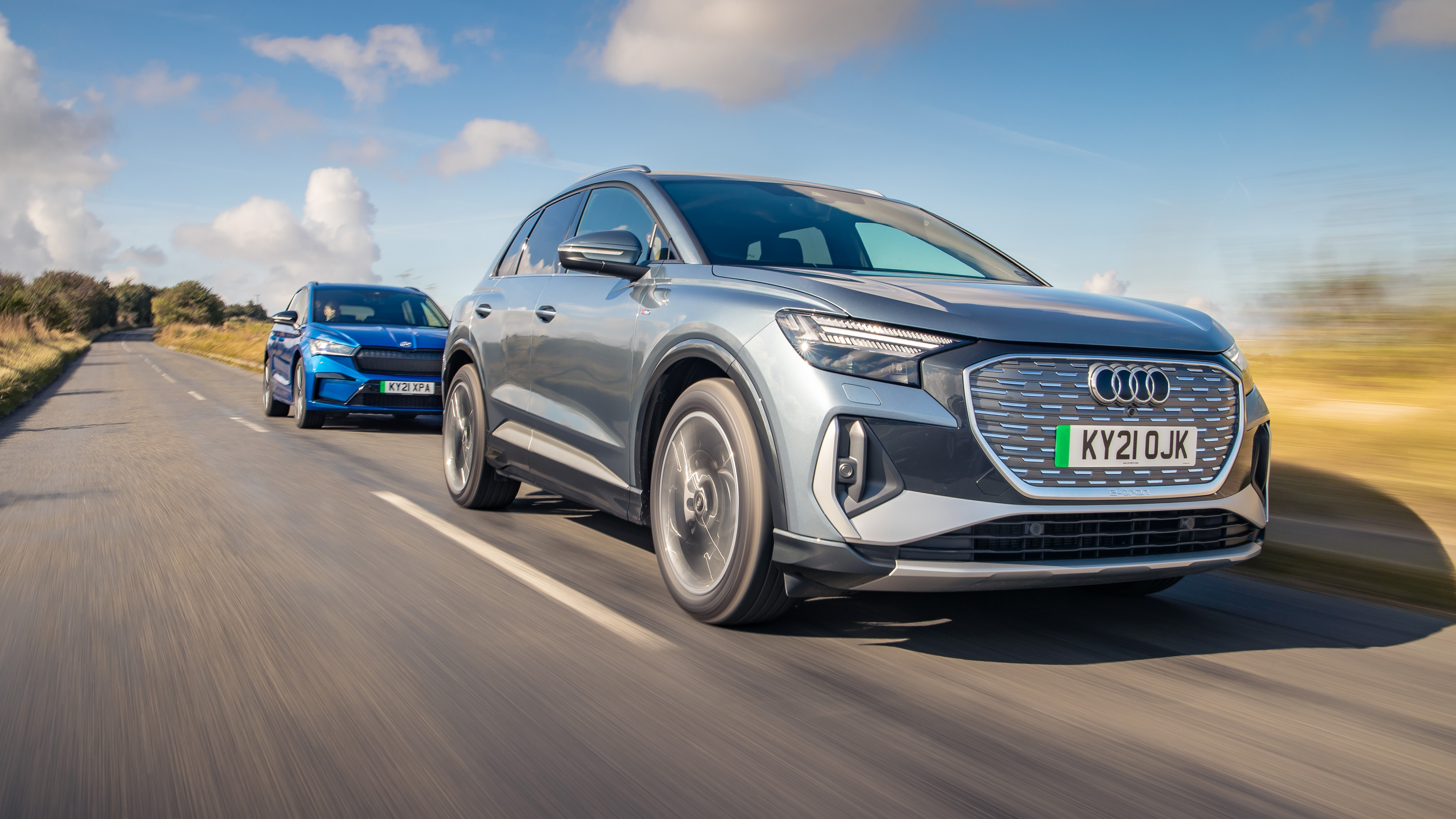 The big test Audi Q4 e tron vs Skoda Enyaq iV Top Gear